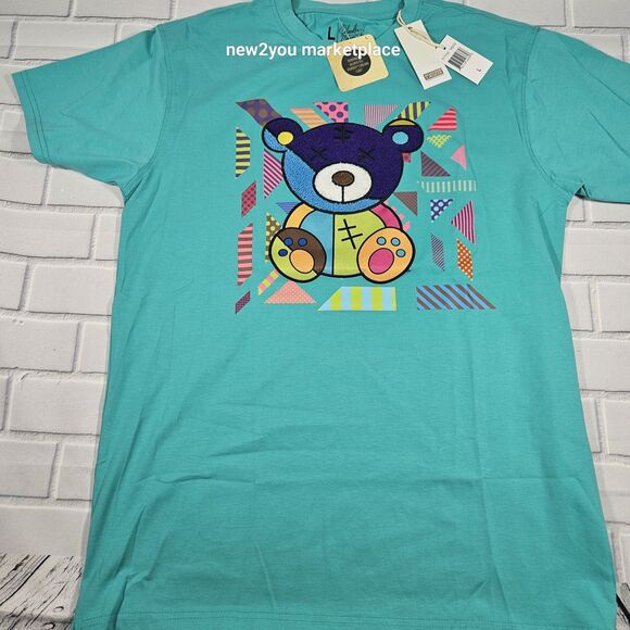 New bleecker & Mercer Mens Short Sleeve BLUE GREEN T Shirt SIZE LARGE - Picture 2 of 9